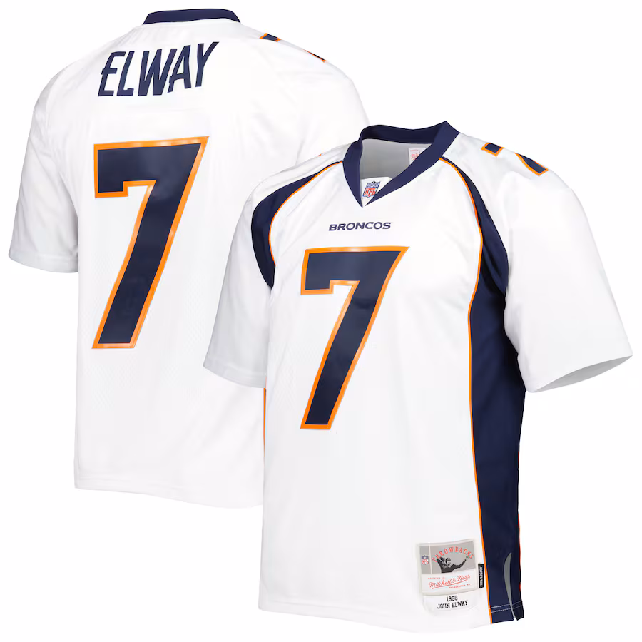 Men's Denver Broncos John Elway Mitchell & Ness White 1998 Legacy Replica Jersey - Jersey
