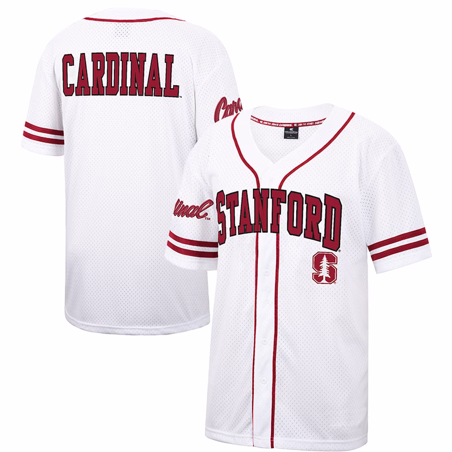 Stanford Cardinal Colosseum Free Spirited Mesh Button-Up Baseball Jersey - White - Jersey