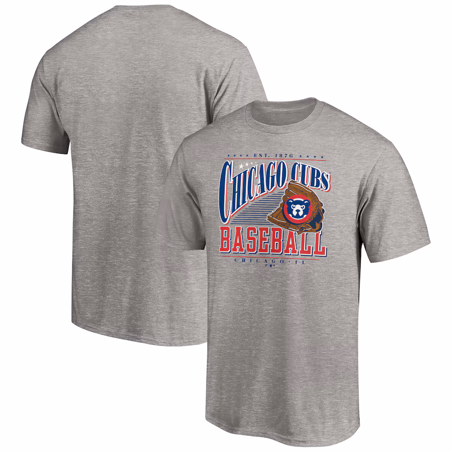 Men's Chicago Cubs Heather Gray Cooperstown Collection Winning Time T-Shirt - Jersey