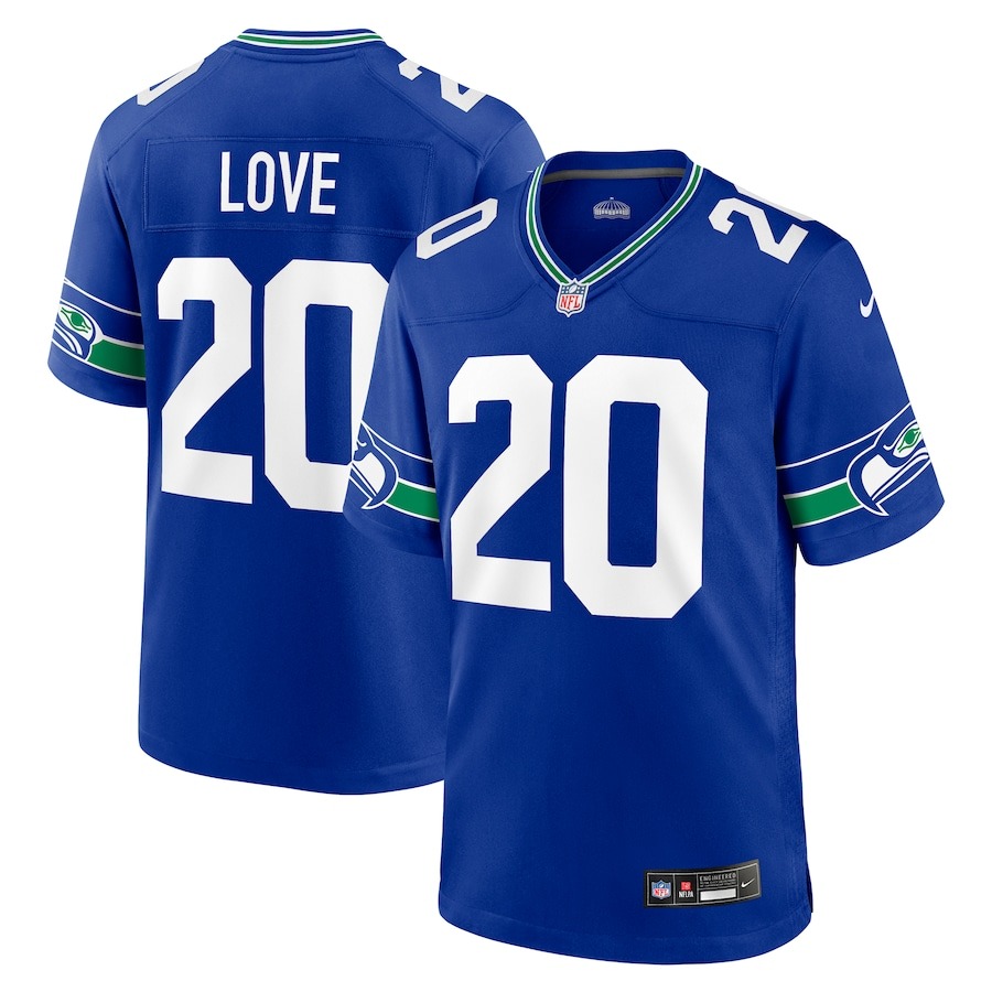Men's Seattle Seahawks Julian Love Nike Royal Throwback Player Game Jersey - Jersey