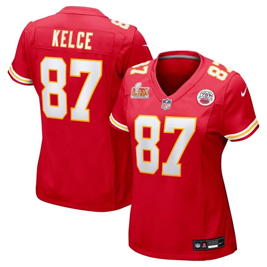 Women's Kansas City Chiefs Travis Kelce Nike Red Super Bowl LIX Game Jersey - Jersey