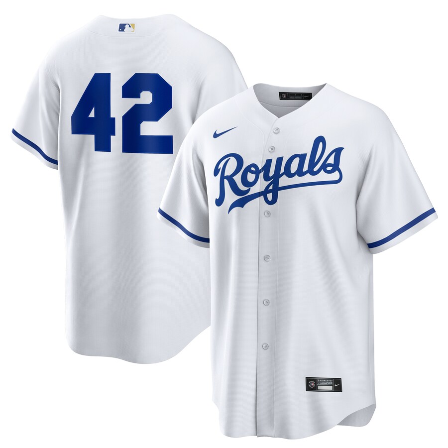 Men's Kansas City Royals Nike White Home 2025 Jackie Robinson Day Replica Jersey - Jersey