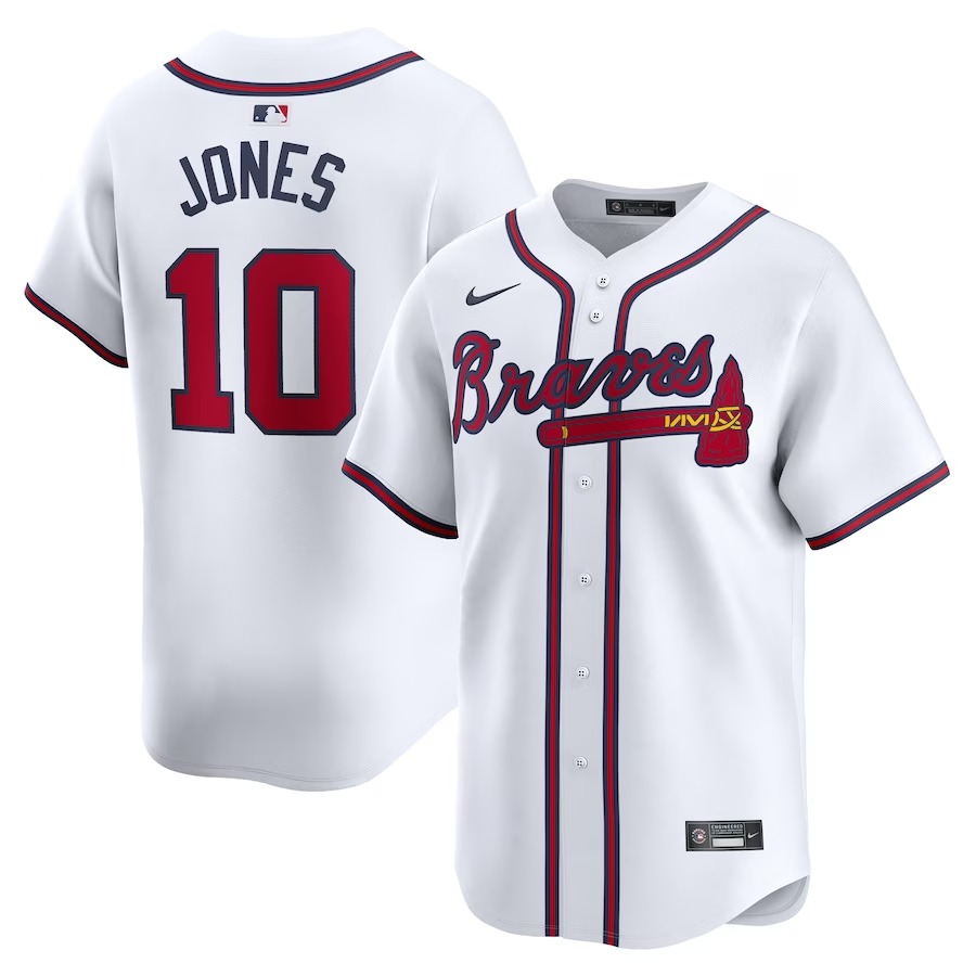 Men's Atlanta Braves Chipper Jones Nike White Home Limited Player Jersey - Jersey