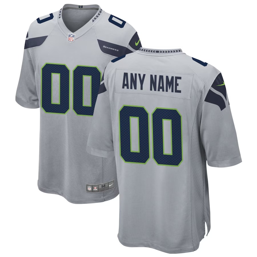 Men's Seattle Seahawks Nike Gray Alternate Custom Game Jersey - Jersey