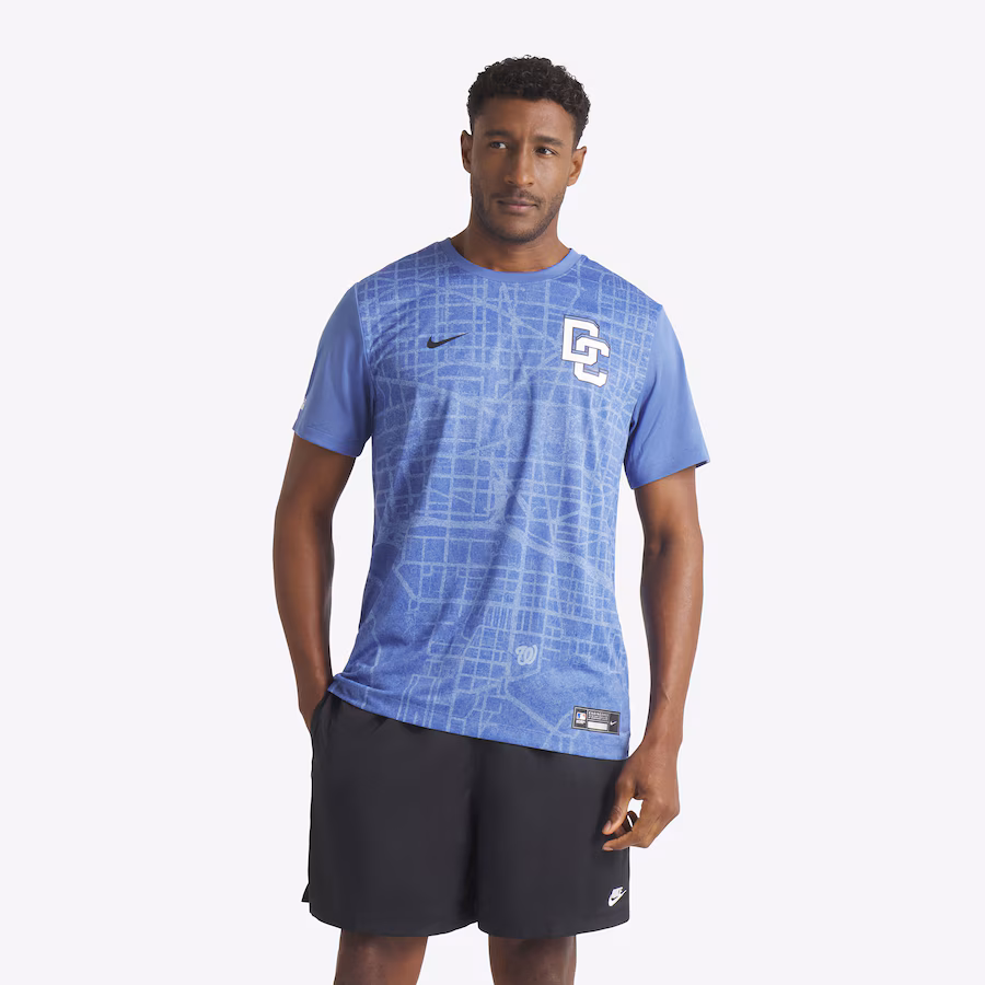 Men's Washington Nationals Nike Blue 2025 City Connect Authentic Collection Velocity Performance T-Shirt - Jersey