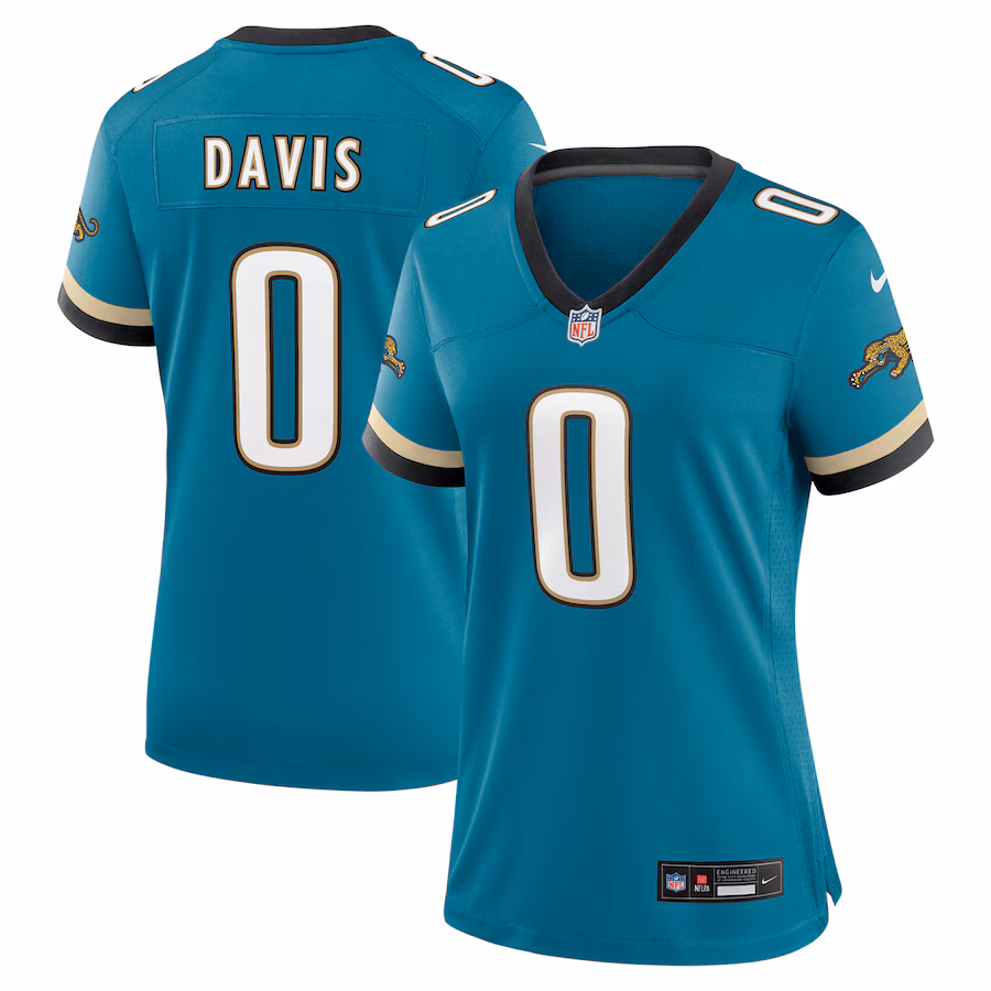 Women's Jacksonville Jaguars Gabe Davis Nike Teal Prowler Throwback Game Jersey - Jersey