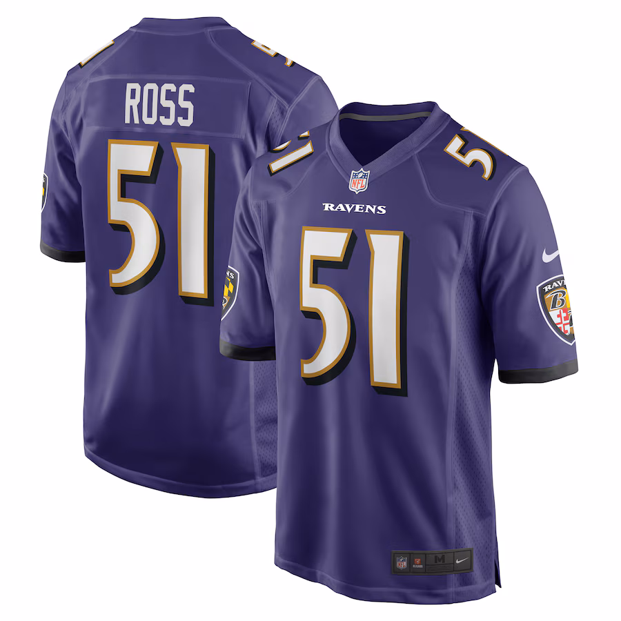 Men's Baltimore Ravens Josh Ross Nike Purple Game Player Jersey - Jersey