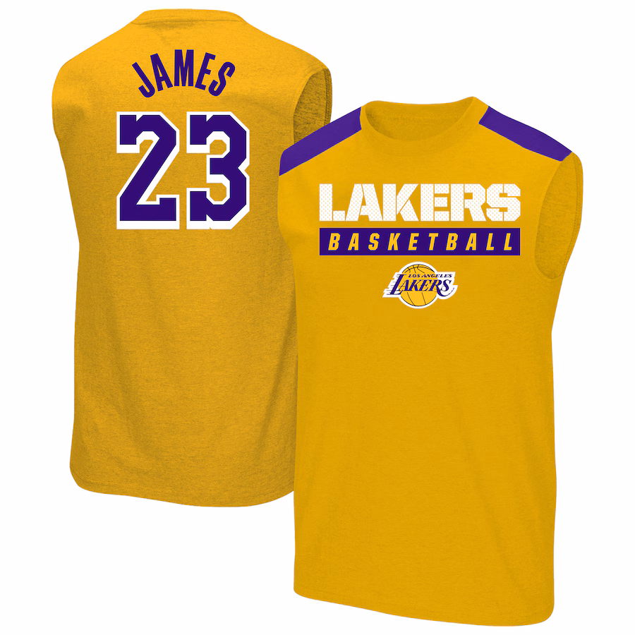 Men's Los Angeles Lakers LeBron James Profile Gold Big & Tall Player Muscle Tank - Jersey