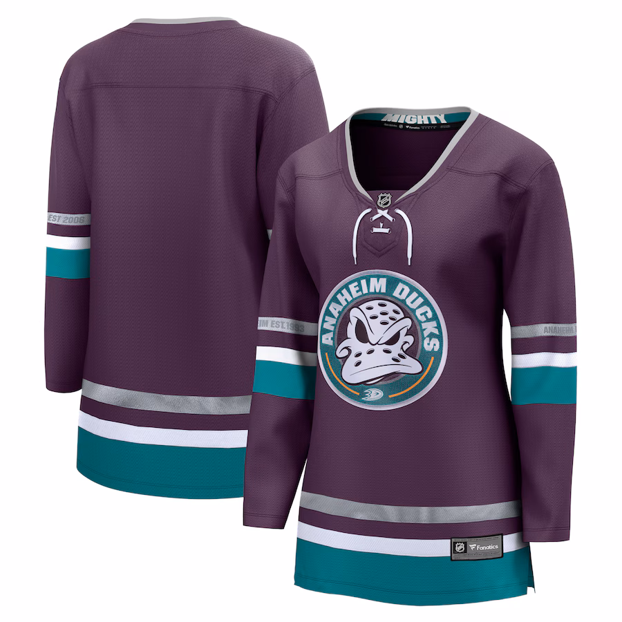 Women's Anaheim Ducks Fanatics Purple 30th Anniversary Premier Breakaway Jersey - Jersey