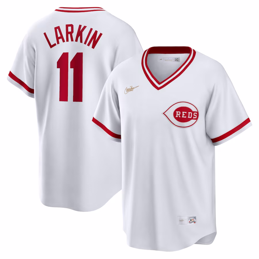 Men's Cincinnati Reds Barry Larkin Nike White Home Cooperstown Collection Player Jersey - Jersey