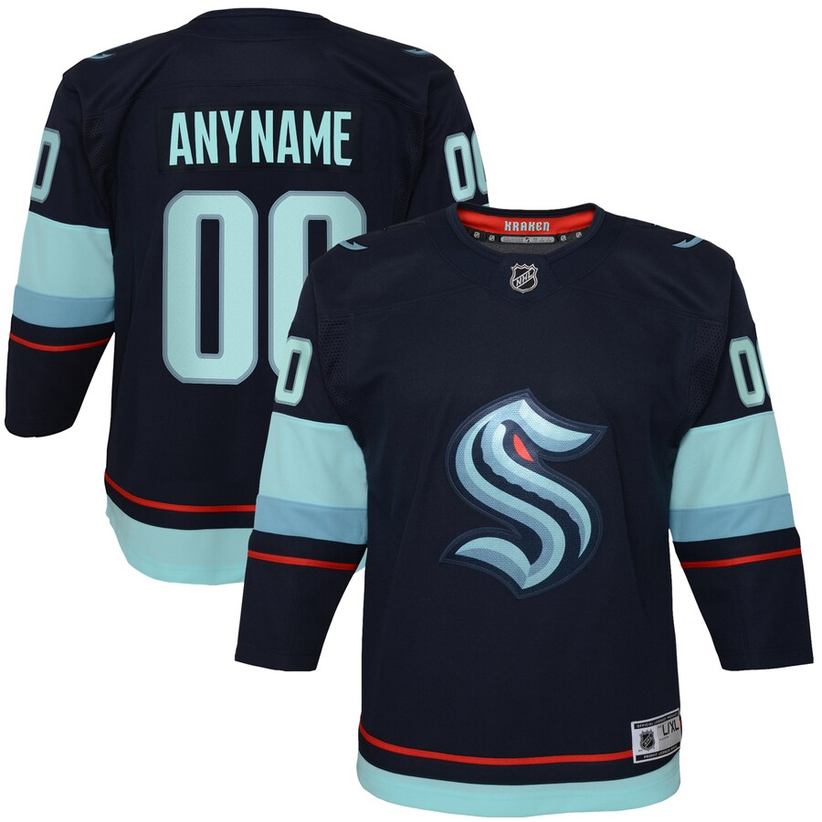 Youth Seattle Kraken Navy Home Premier Custom Jersey - Jersey