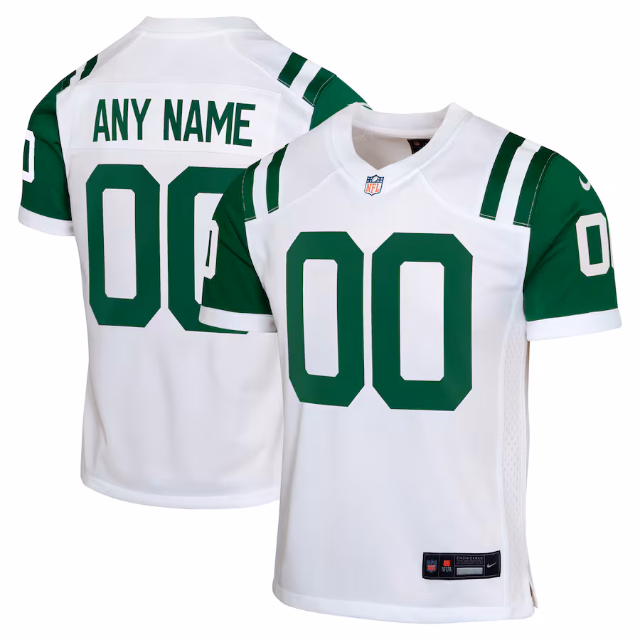 Youth New York Jets  Nike White Classic Alternate Custom Replica Jersey - Jersey