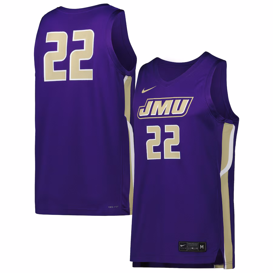 Men's Nike Purple James Madison Dukes Replica Basketball Jersey - Jersey