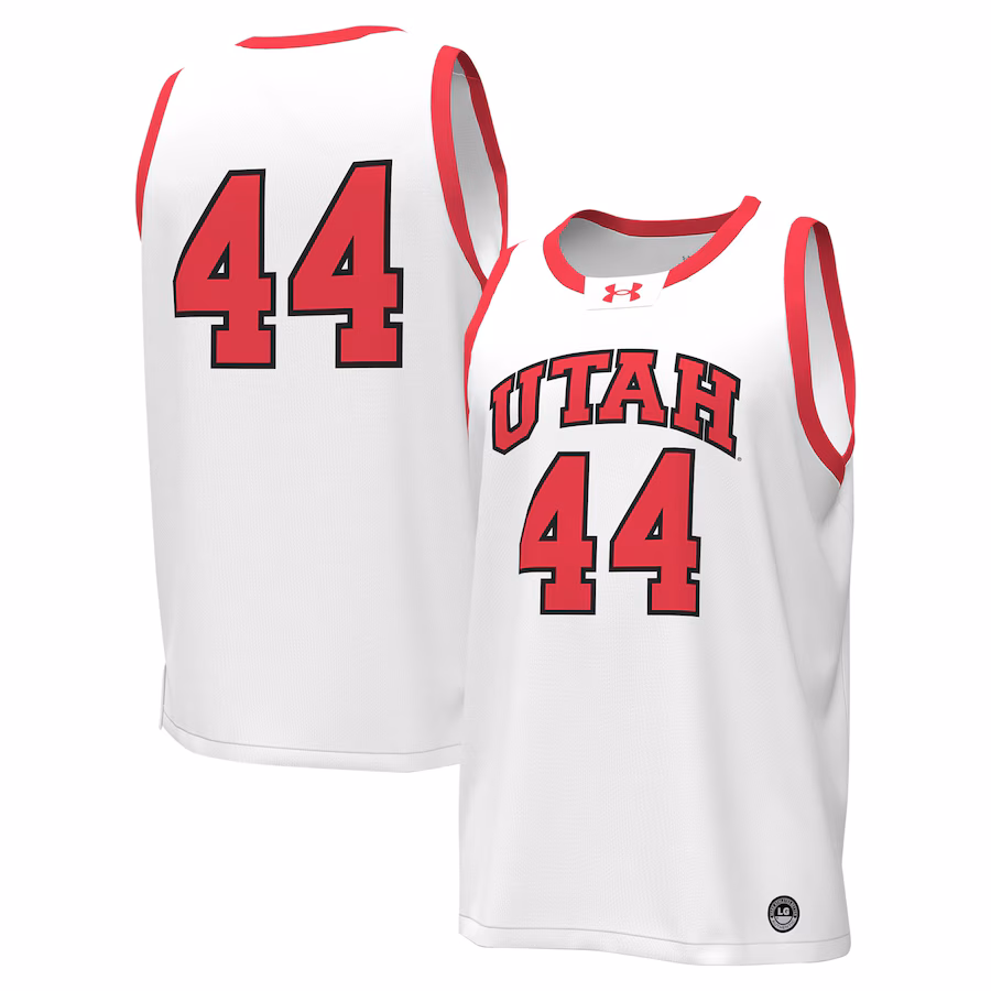Men's Under Armour #44 White Utah Utes Replica Basketball Jersey - Jersey