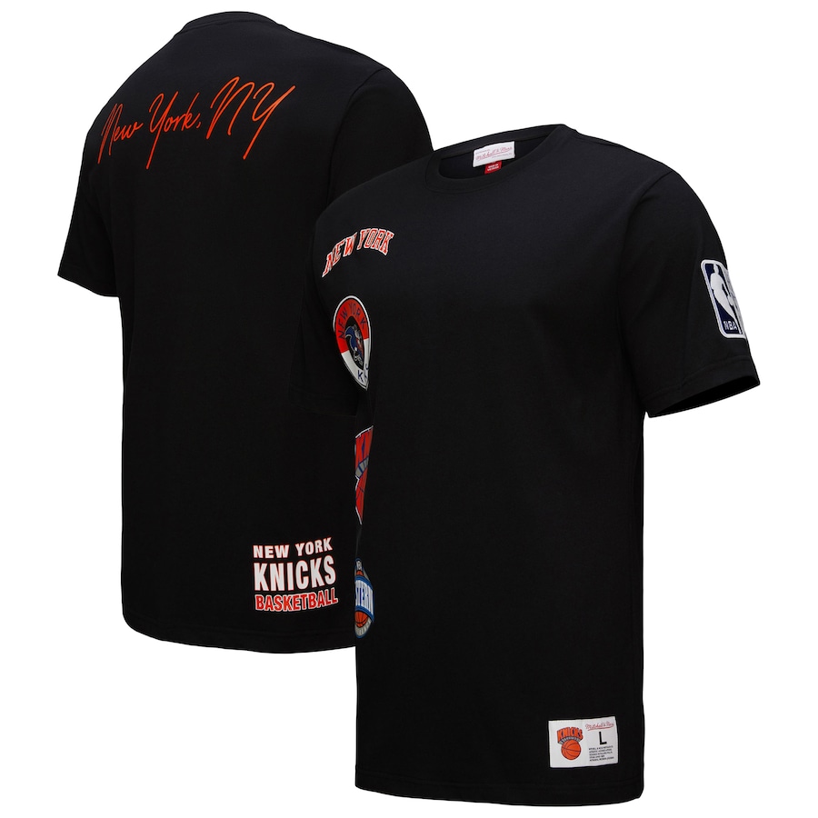 Men's New York Knicks Black Black Out Collection Vintage Premium T-Shirt - Jersey