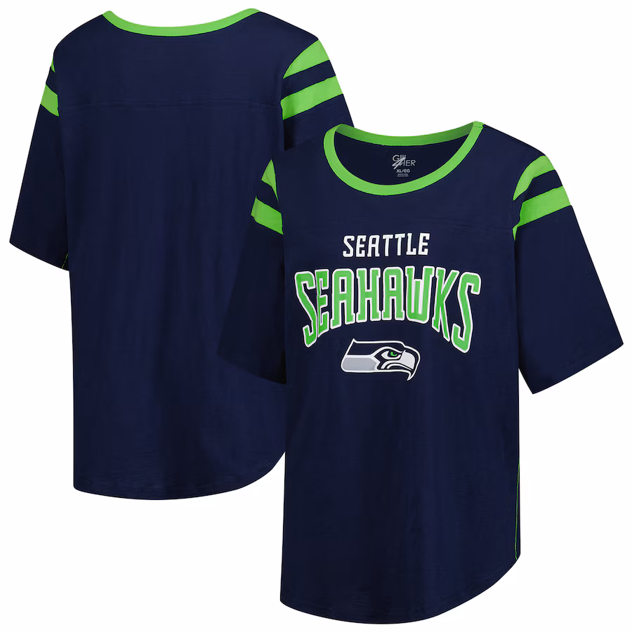 Women's Seattle Seahawks G-III 4Her by Carl Banks College Navy Plus Size Linebacker T-Shirt - Jersey