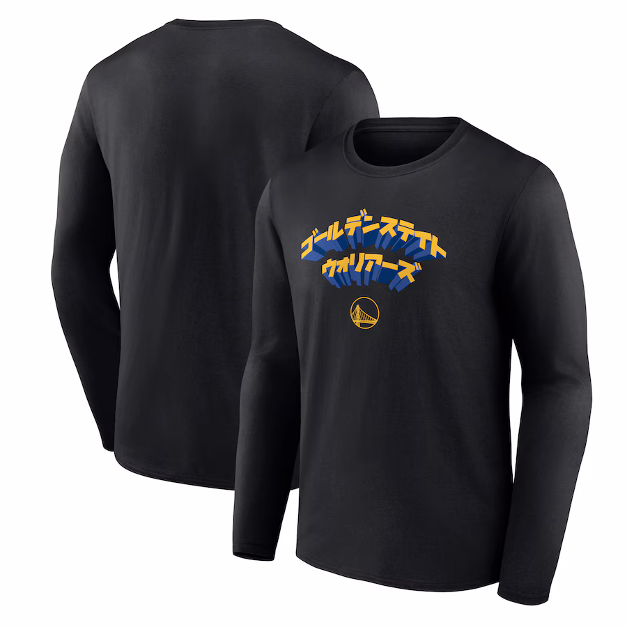 Men's Golden State Warriors  Black Japanese Heritage Long Sleeve T-Shirt - Jersey