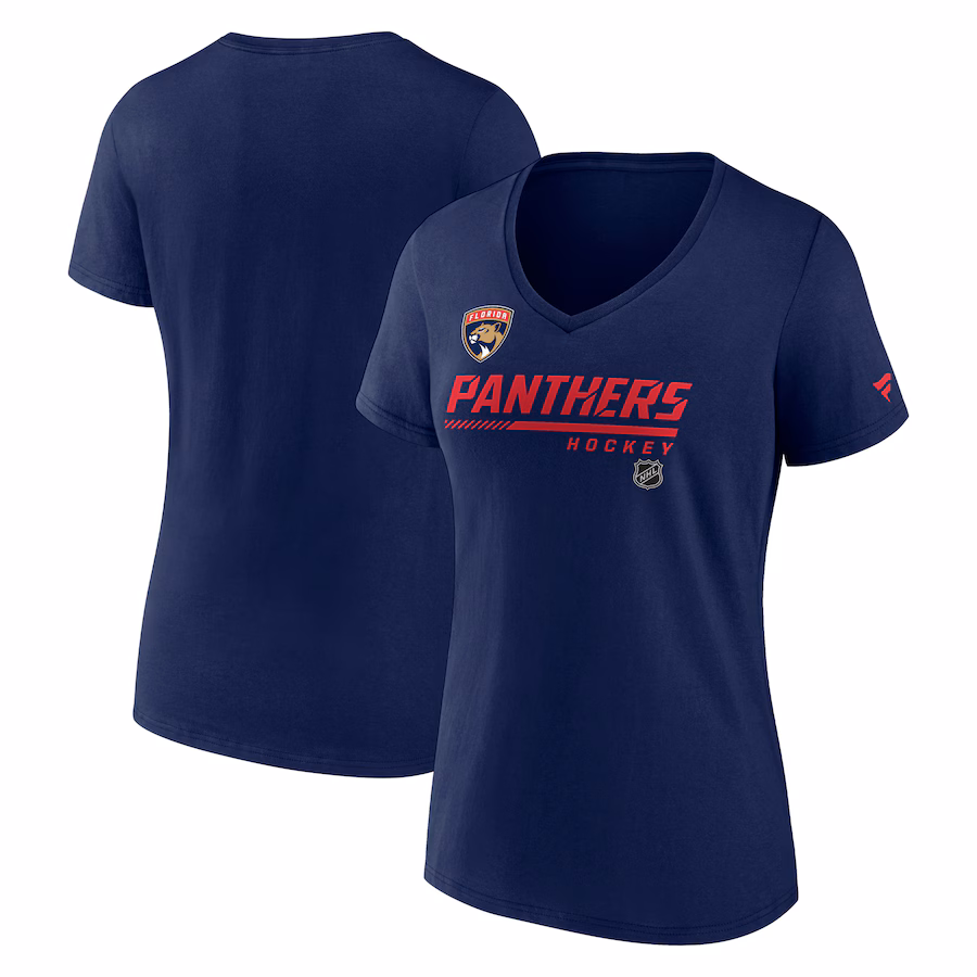 Women's Florida Panthers Fanatics Navy Prime V-Neck T-Shirt - Jersey