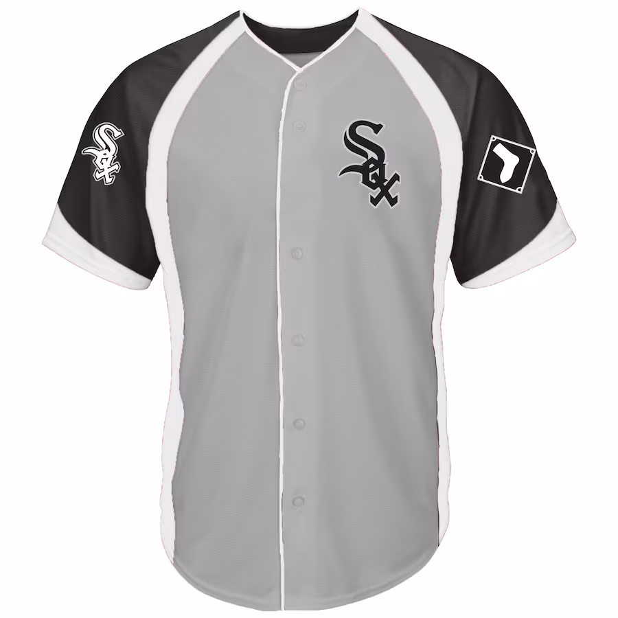 Men's Chicago White Sox Gray/Black Big & Tall Colorblock Full-Button Jersey - Jersey