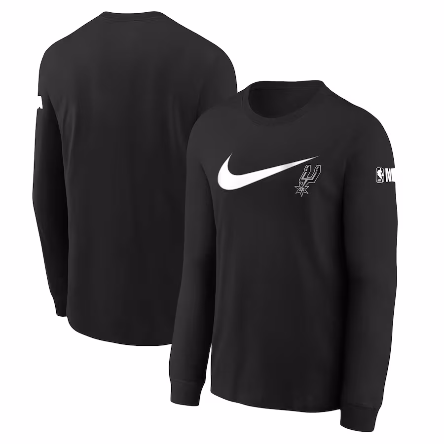 Youth San Antonio Spurs Nike Black Swoosh Long Sleeve T-Shirt - Jersey
