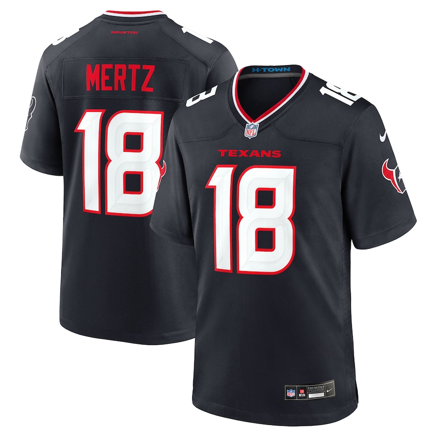 Men's Houston Texans Graham Mertz Nike Navy Team Game Jersey - Jersey
