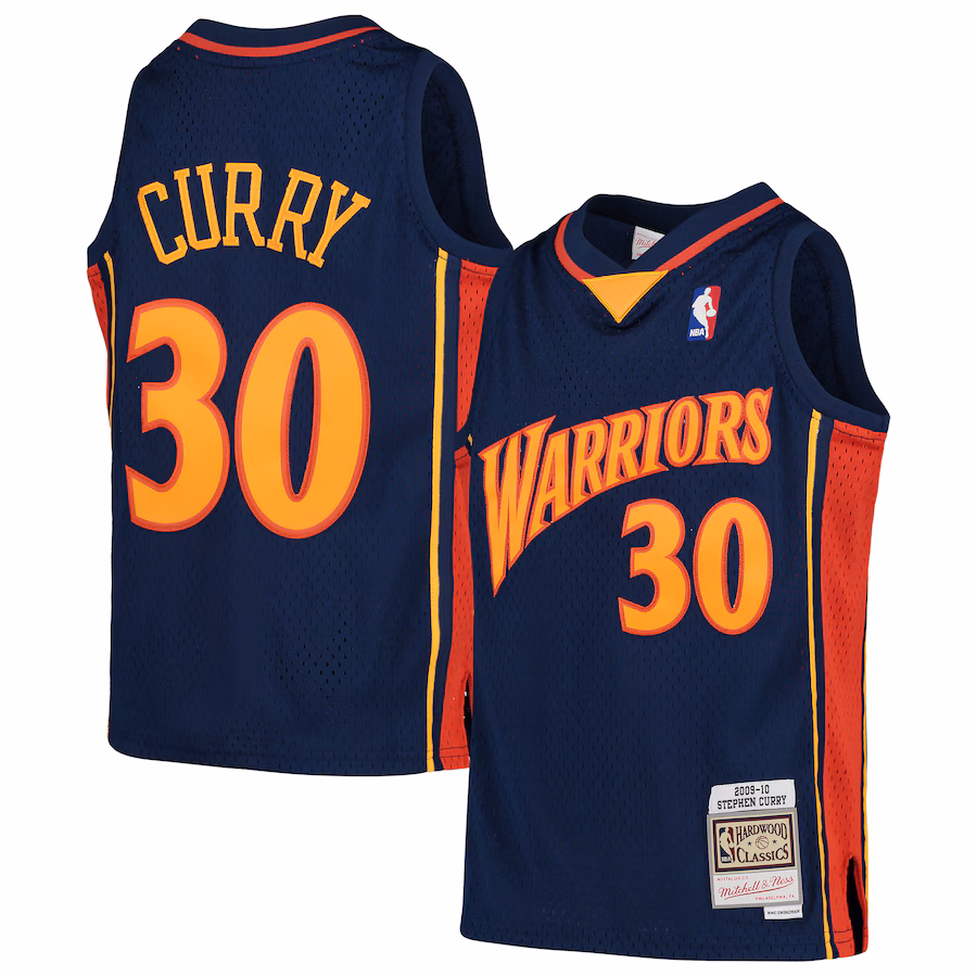 Youth Golden State Warriors Stephen Curry Mitchell & Ness Navy 2009-10 Hardwood Classics Swingman Throwback Jersey - Jersey