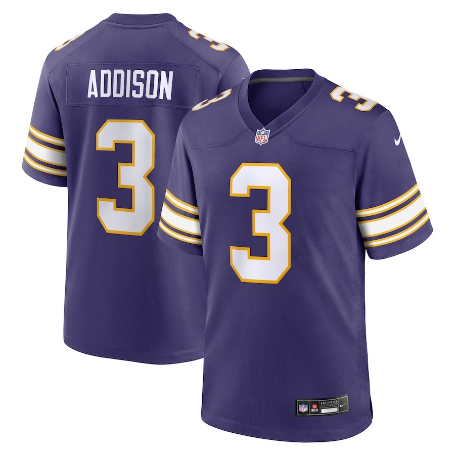 Men's Minnesota Vikings Jordan Addison Nike Purple Classic Player Game Jersey - Jersey