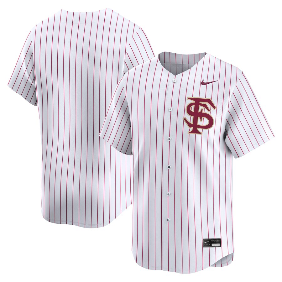 Men's Nike White Pinstripe Florida State Seminoles College Limited Baseball Jersey - Jersey