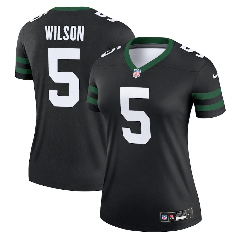 Women's New York Jets Garrett Wilson Nike Legacy Black Alternate Legend Jersey - Jersey