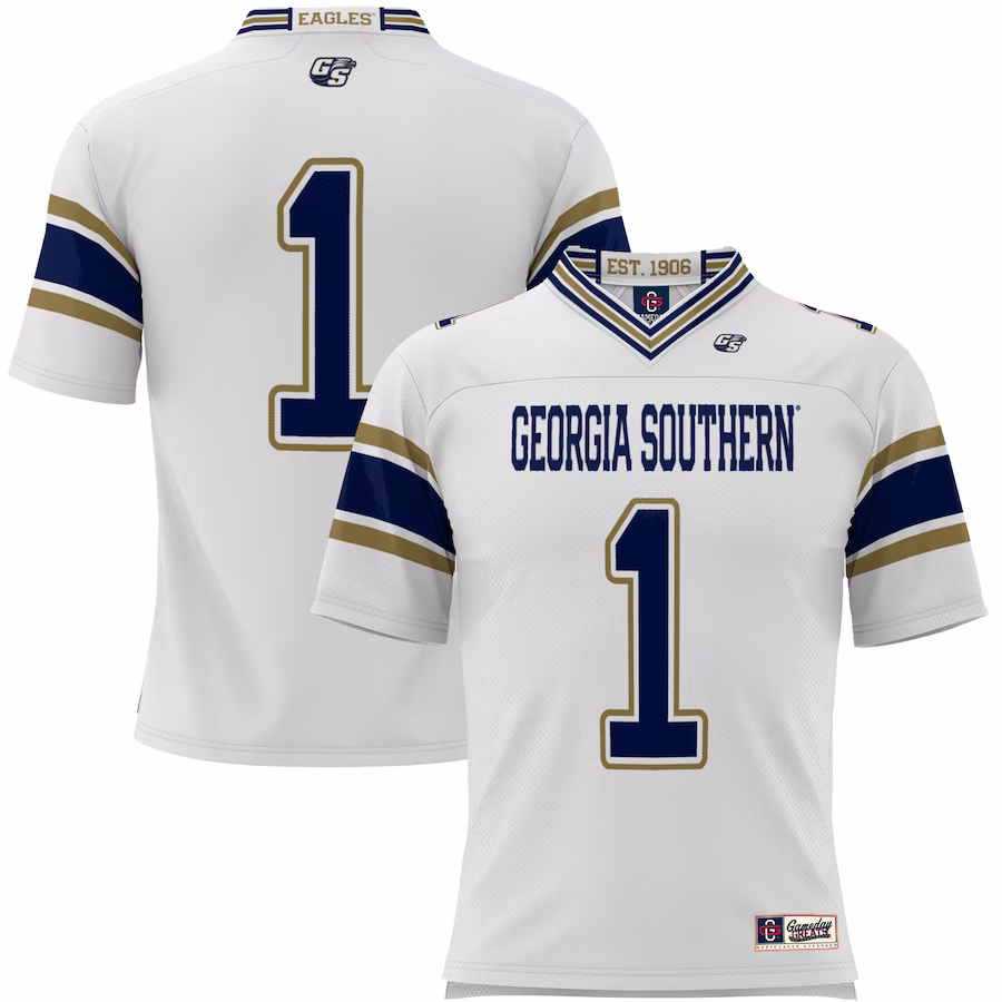 #1 Georgia Southern Eagles GameDay Greats Youth Endzone Football Jersey - White - Jersey