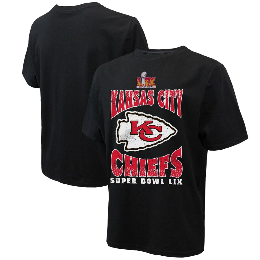 Men's Kansas City Chiefs  Majestic Threads Black Super Bowl LIX Heavyweight T-Shirt - Jersey