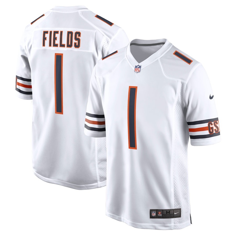 Men's Chicago Bears Justin Fields Nike White Player Game Jersey - Jersey