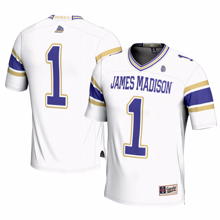 Youth GameDay Greats #1 White James Madison Dukes Football Jersey - Jersey