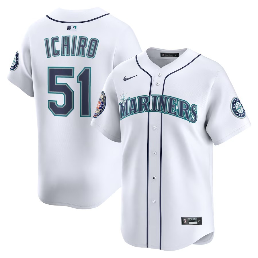 Men's Seattle Mariners Ichiro Suzuki Nike White 2025 National Baseball Hall of Fame Nike Home Limited Player Jersey - Jersey