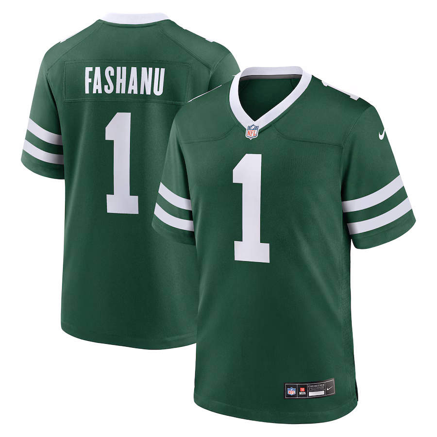 Men's New York Jets Olu Fashanu Nike Gotham Green 2024 NFL Draft First Round Pick Player Game Jersey - Jersey