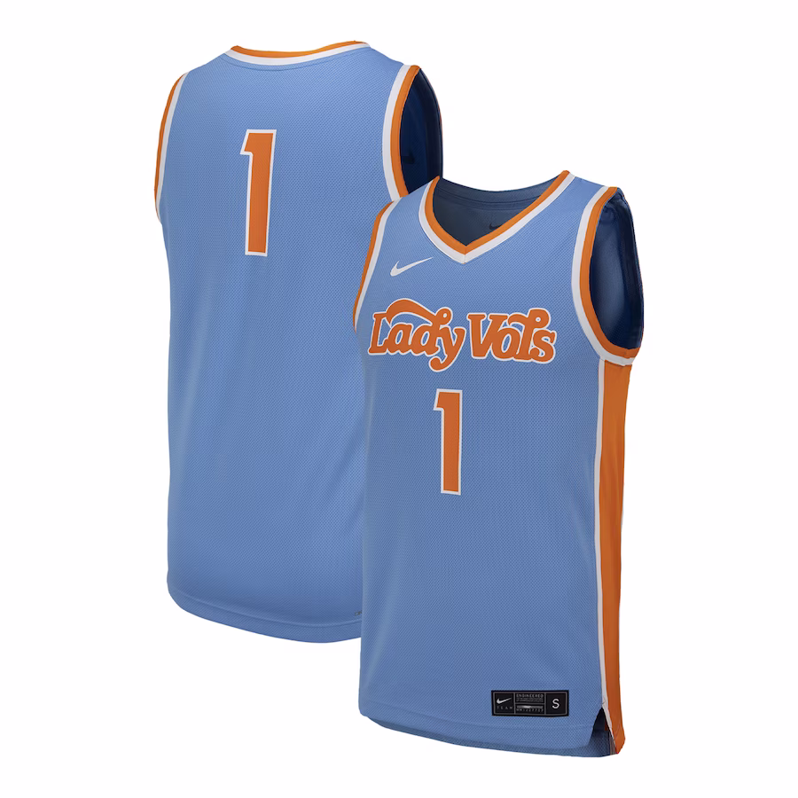 #1 Tennessee Volunteers Nike Unisex Team Replica Basketball Jersey - Light Blue - Jersey