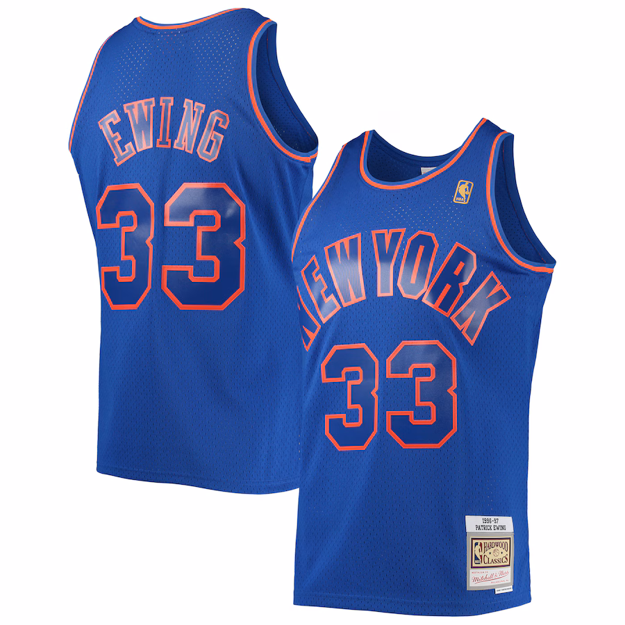 Men's New York Knicks Patrick Ewing Mitchell & Ness Blue 1996/97 Hardwood Classics Swingman Jersey - Jersey