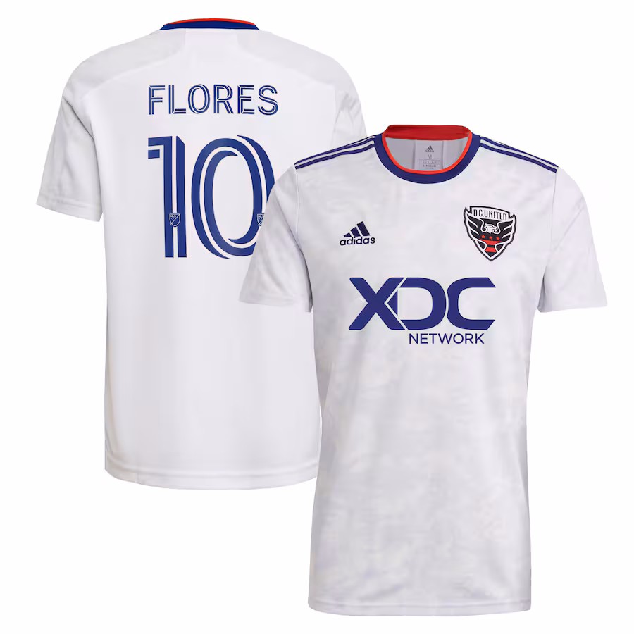 Men's D.C. United Edison Flores adidas White 2022 The Marble Replica Player Jersey - Jersey