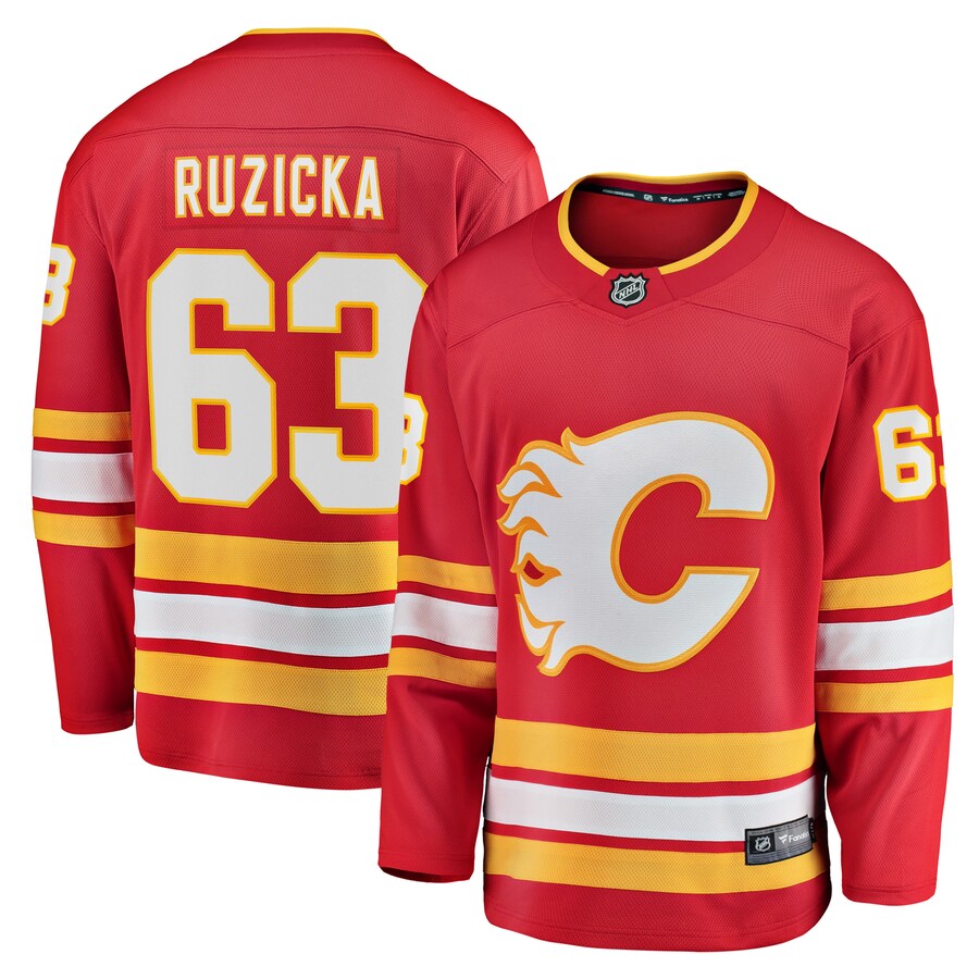 Men's Calgary Flames Adam Ruzicka Fanatics Branded Red Home Breakaway Player Jersey - Jersey