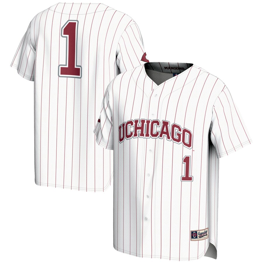 Men's GameDay Greats #1 White UChicago Maroons Lightweight Baseball Fashion Jersey - Jersey