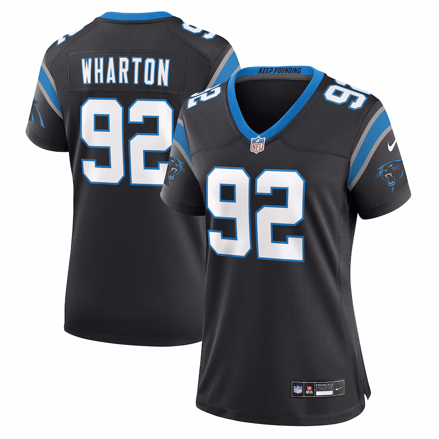Women's Carolina Panthers Tershawn Wharton Nike Black Team Game Jersey - Jersey