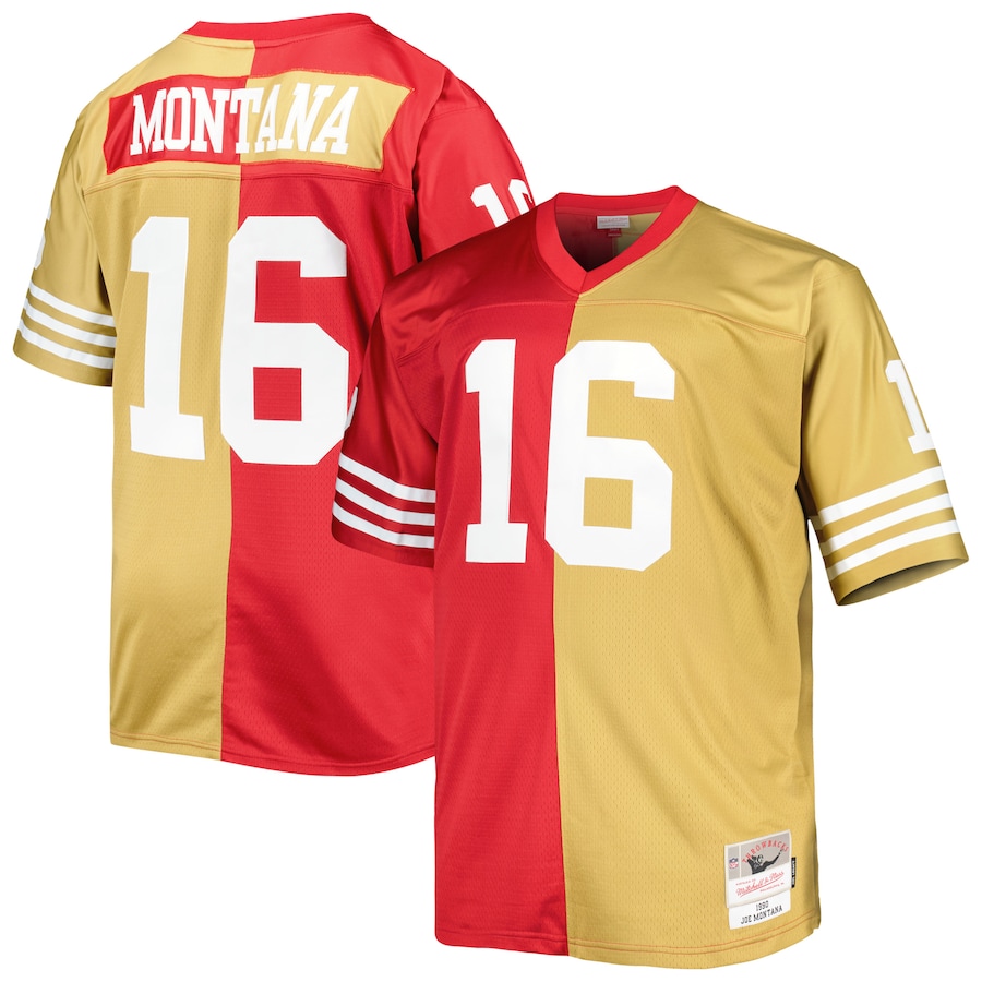 Men's San Francisco 49ers Joe Montana Mitchell & Ness Scarlet/Gold Big & Tall Split Legacy Retired Player Replica Jersey - Jersey