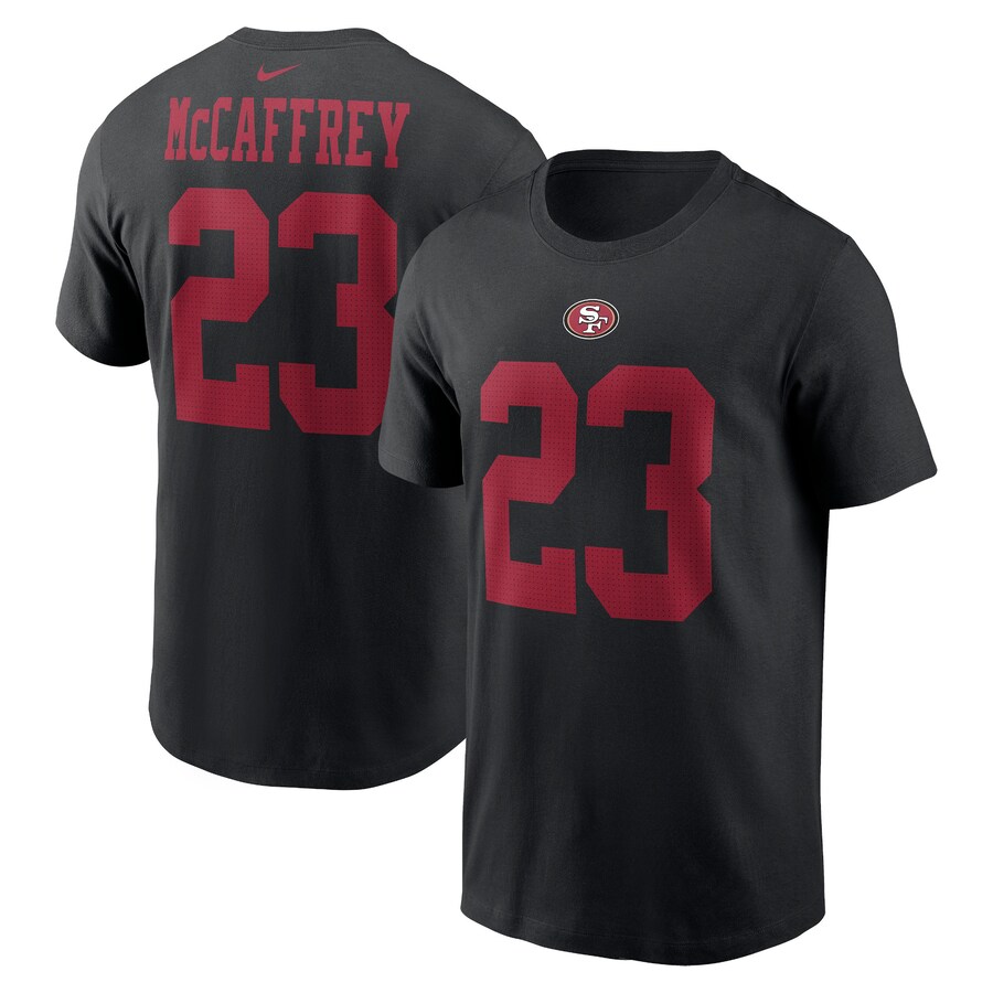 Men's San Francisco 49ers Christian McCaffrey Nike Black Player Name & Number T-Shirt - Jersey