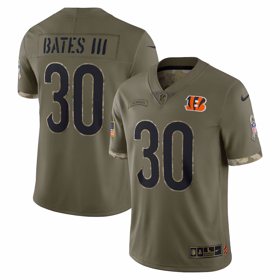 Men's Cincinnati Bengals Jessie Bates III Nike Olive Salute To Service Limited Jersey - Jersey