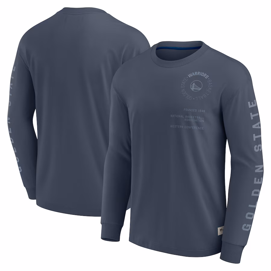 Men's Golden State Warriors Fanatics Blue Elements Future Ground Tonal Info Long Sleeve T-Shirt - Jersey