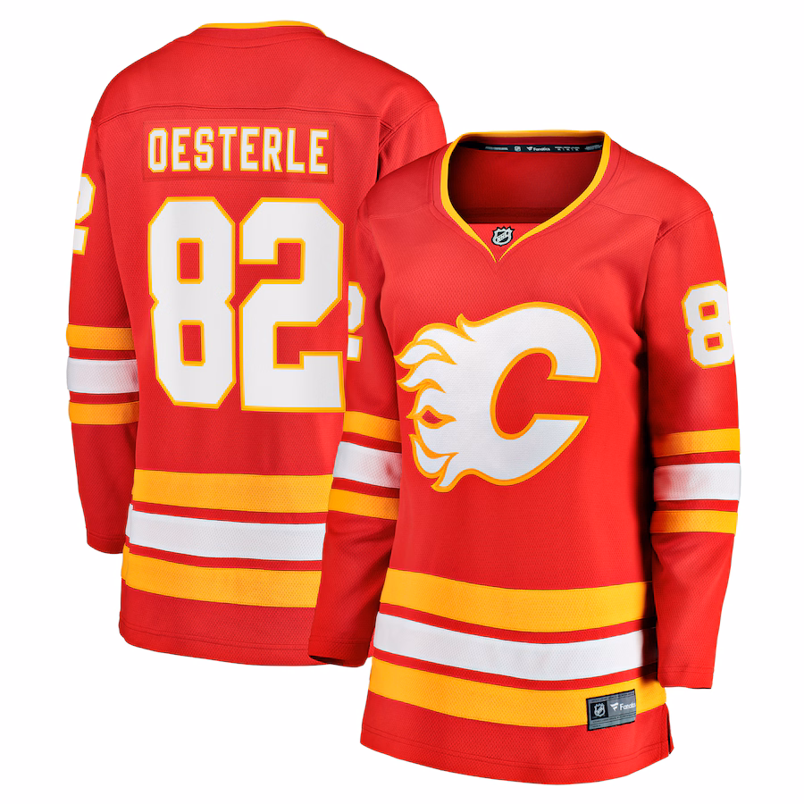 Women's Calgary Flames Jordan Oesterle Fanatics Red Home Breakaway Jersey - Jersey