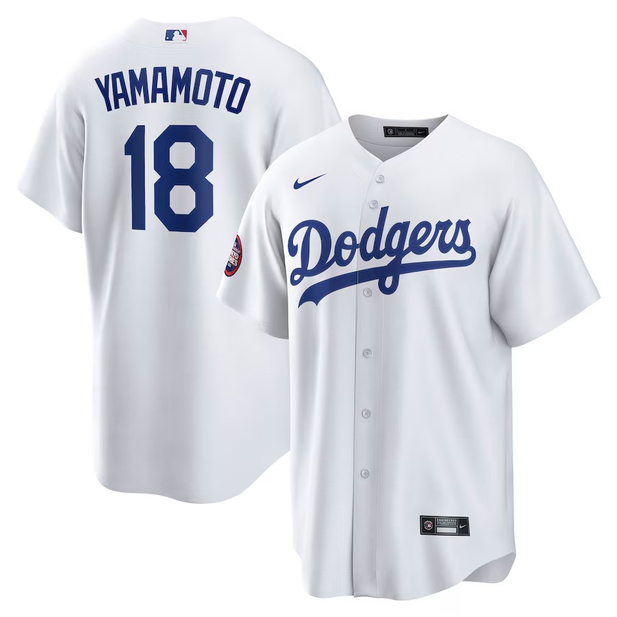 Men's Los Angeles Dodgers Yoshinobu Yamamoto Nike White 2025 MLB World Tour: Tokyo Series Home Replica Player Jersey - Jersey