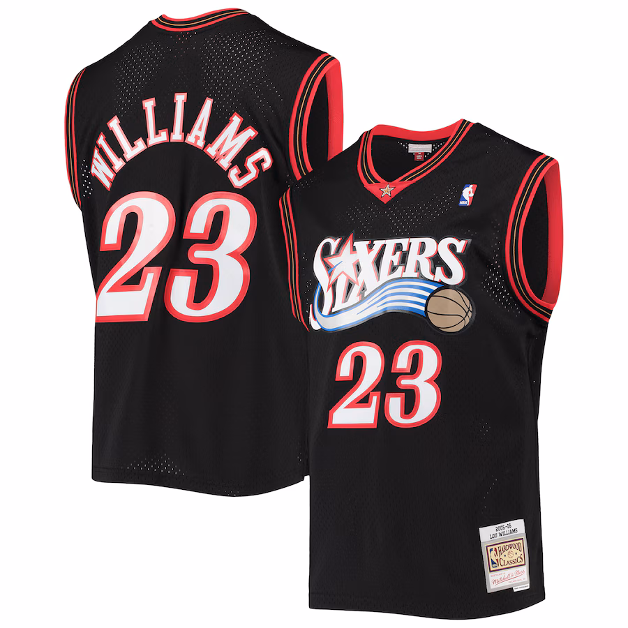 Men's Philadelphia 76ers Lou Williams Mitchell & Ness Black 2005/06 Hardwood Classics Swingman Jersey - Jersey