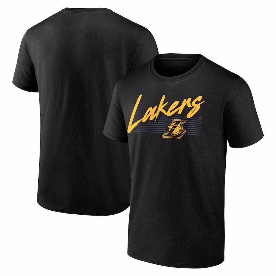 Men's Los Angeles Lakers Black Color Block Slant T-Shirt - Jersey