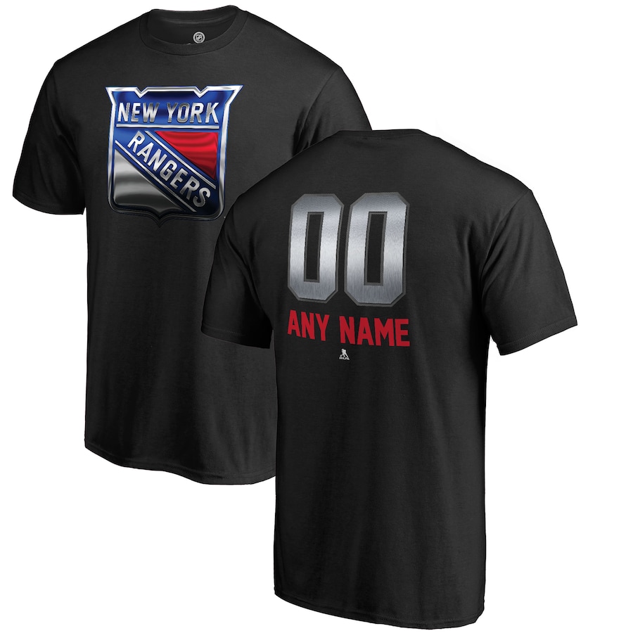 Men's New York Rangers Black Personalized Midnight Mascot T-Shirt - Jersey